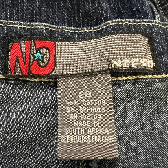 Y2K NJ Neeso Women's Jeans Flair Leg Patches Red Stitching Size 20 - Picture 5 of 6